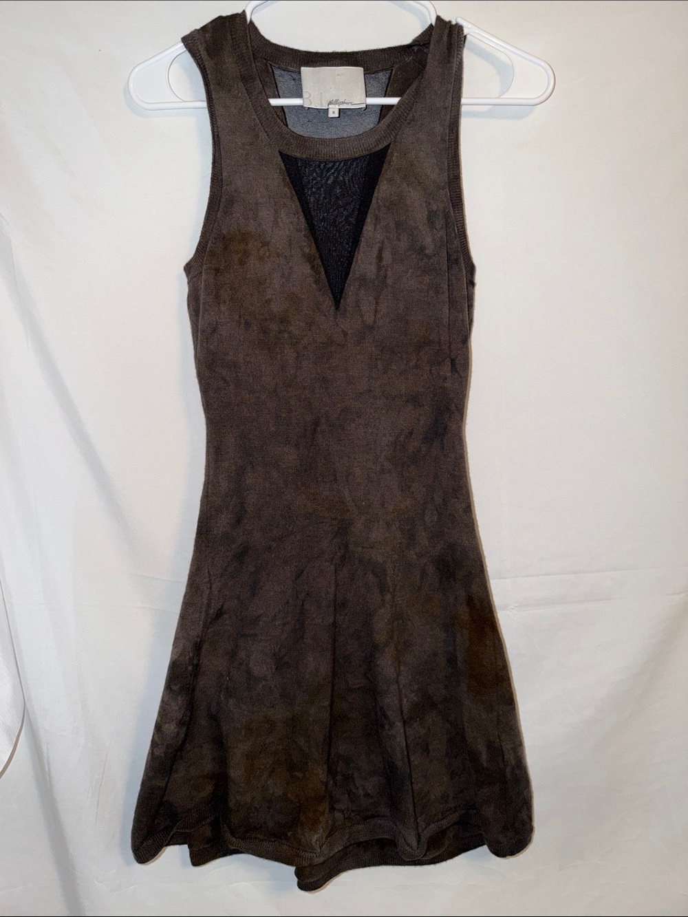 3.1 Phillip Lim Brown Suede-Look Fit & Flare Mini Dress